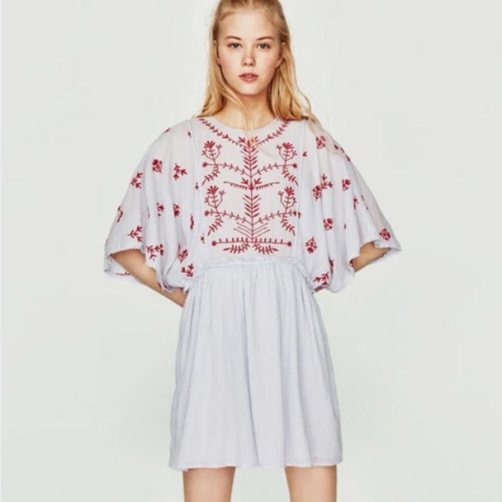 Zara embroidered 100% cotton dress